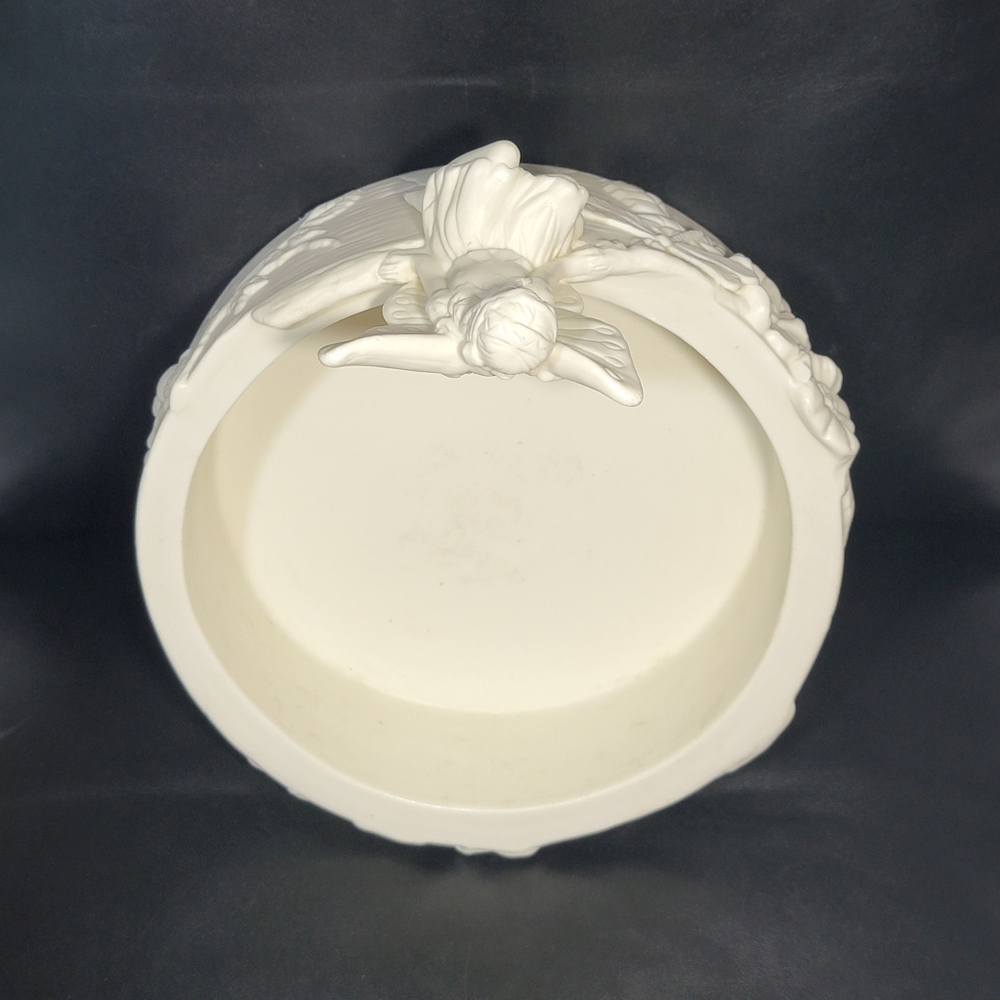 Vtg PartyLite Ivory Angel Spring Song Fairy Dragonfly Candle Holder Trinket Bowl - Picture 15 of 16